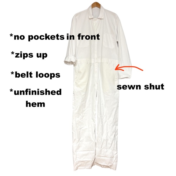 coveralls RED KAP L/XL white poly cotton long sleeve belt loops zip up - Picture 5 of 14